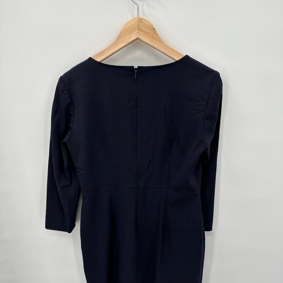 LAFAYETTE 148 Navy Virgin Wool Long Sleeve Pencil Dress // 4 - Picture 8 of 9